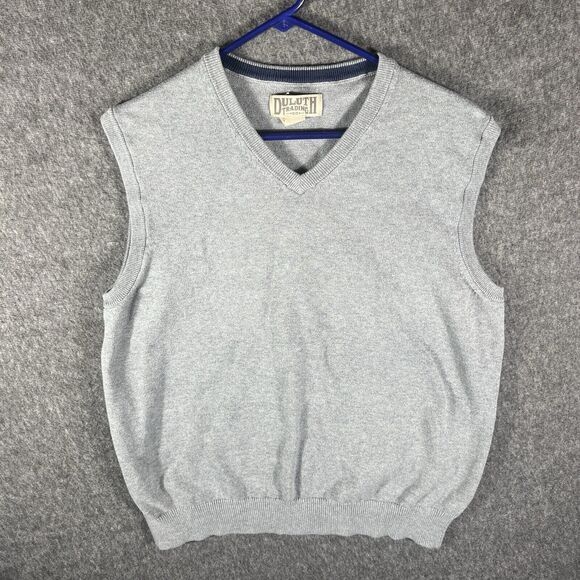Duluth Trading Co Sweater Vest Mens Size L Cotton Nylon Gray - Picture 1 of 7
